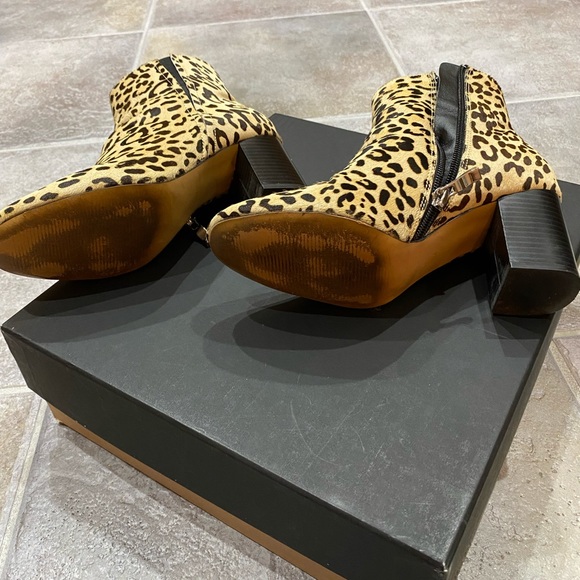 Leopard Calf Hair Block Boots - Picture 5 of 6
